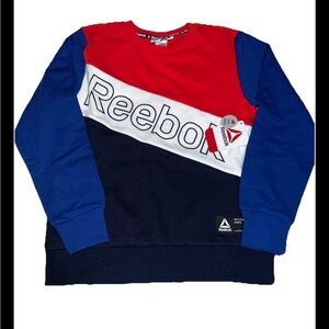 Reebok Boy’s Navy Color Block Crew Neck Long Sleeve Sweatshirt